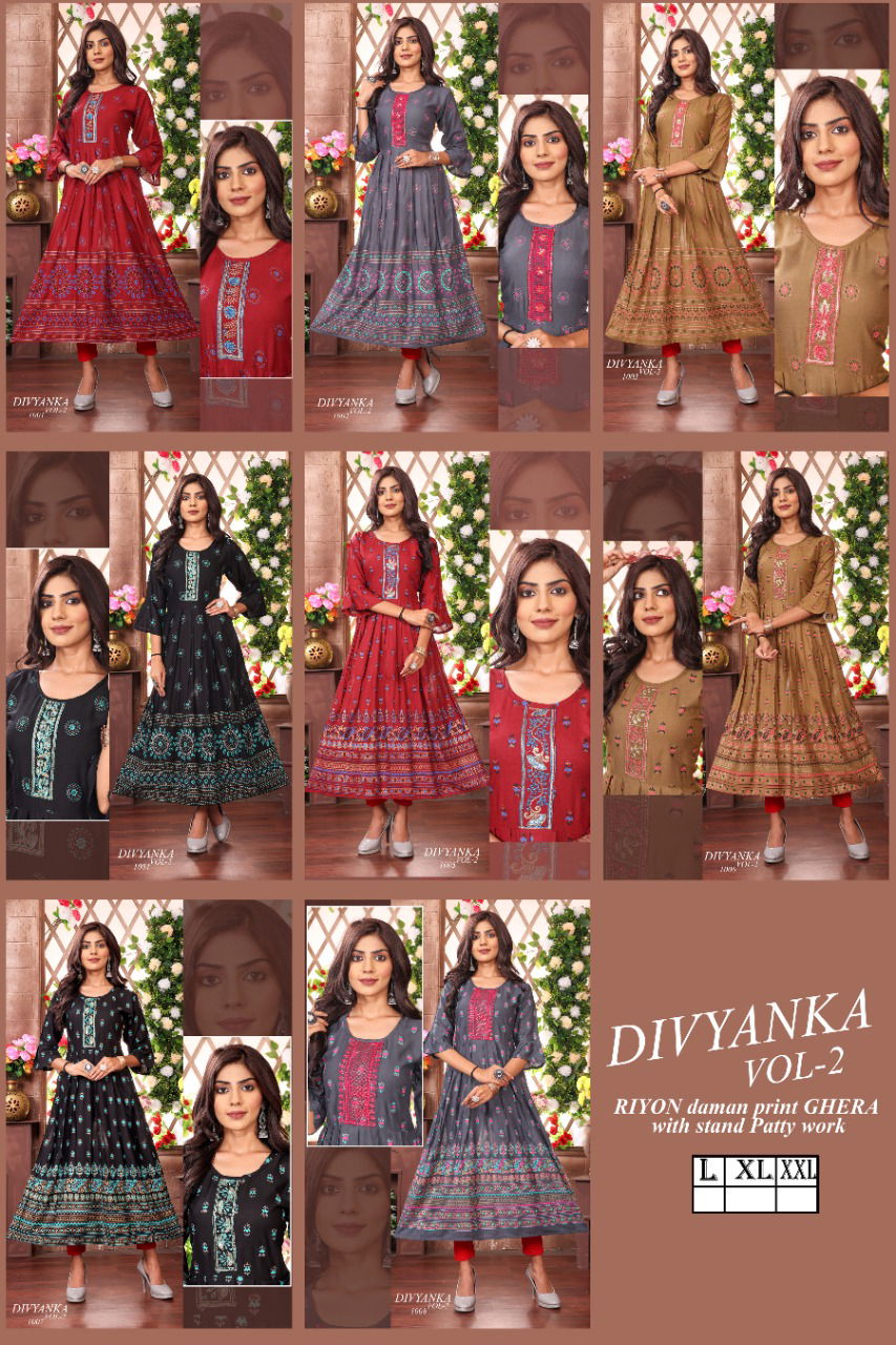 Divyanka 2 Fancy Ethnic Wear Wholesale Anarkali Kurtis Catalog
